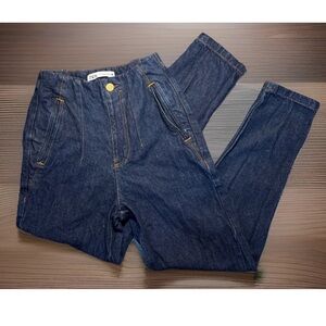 Zara Womens Size XS High-Waisted Barrel Denim Jeans Tapered Ankle